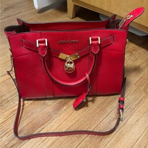 Michael Kors Red Leather purse with Gold Accents